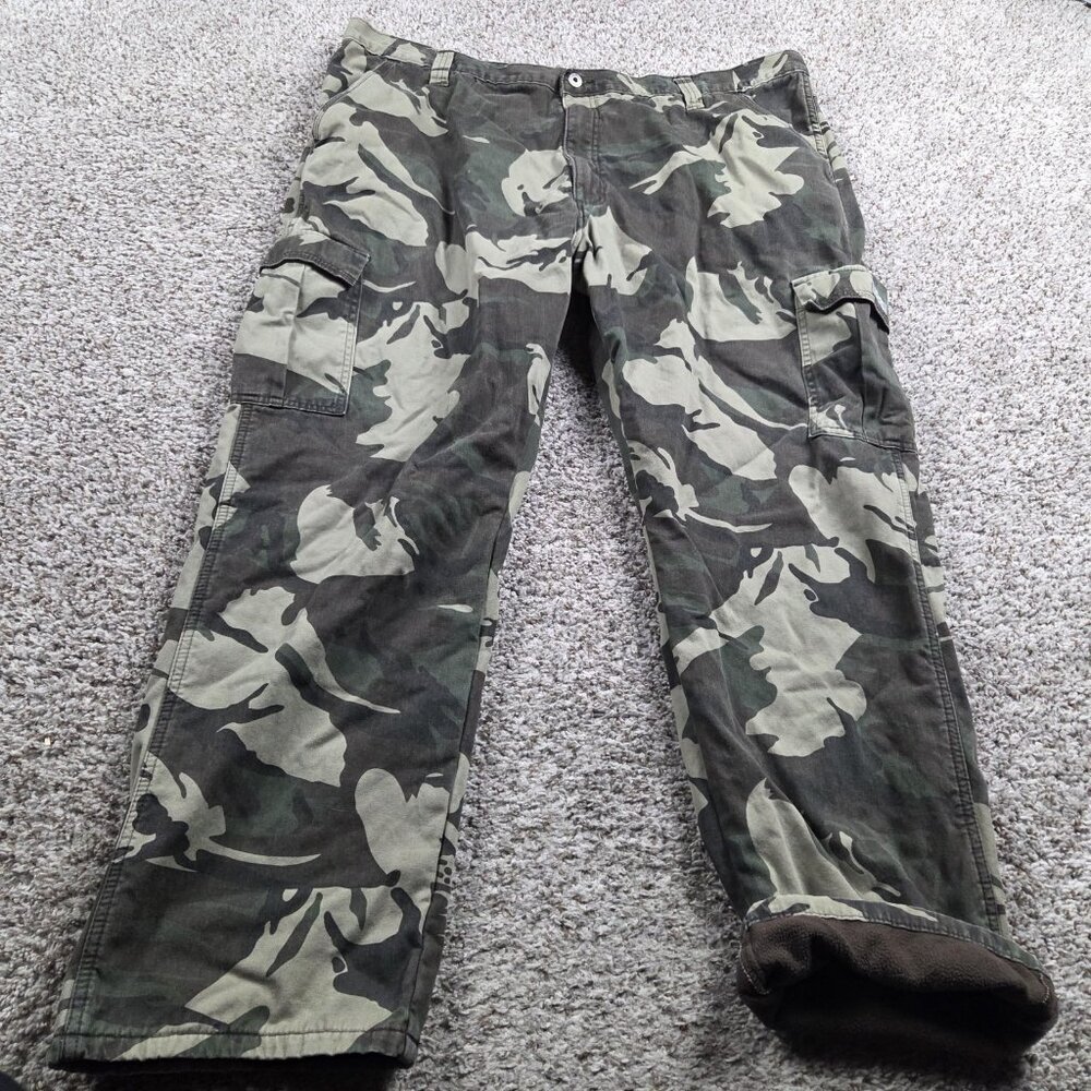 Wrangler Pants Mens 42x30 Fleece Lined Hiking Outdoors Camo Cargo